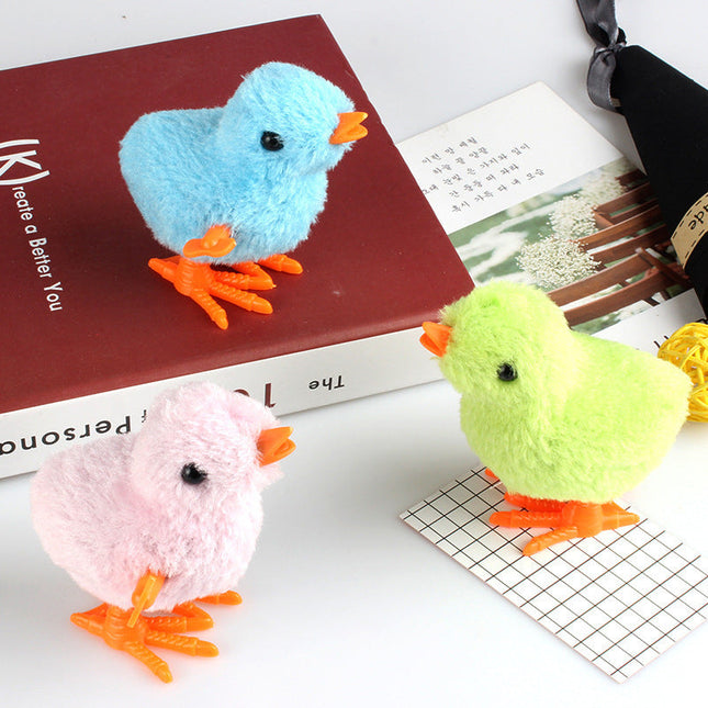 Stuffed Animal Toy Wind Up Chicken, Plush Toy That Jumps and Nods