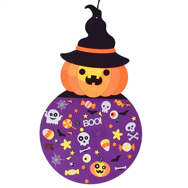 Halloween Crafts for Kids, Halloween Witch Felt Craft for Toddlers, DIY Halloween Decorations with Pumpkin