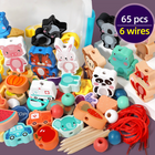 Stringing Beads for Toddlers, Wooden Lacing Beads with Animal and Fruit Shapes – image 11