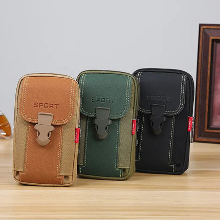 Phone Pouch for Men, Canvas Belt Pouch with Two Pockets – image 4