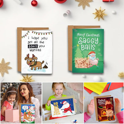 Funny Christmas Cards, Boxed Set of 9 Greeting Cards Blank Inside