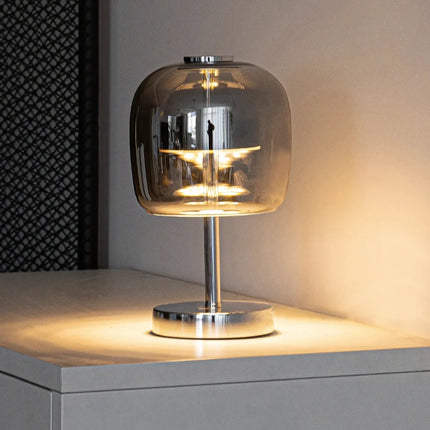 Modern Table Lamp with Dimmable Lighting and USB Power | Premium Iron and Glass Design for Ambient Atmosphere