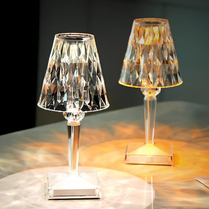Sparkling Crystal Lamp with Touch-Sensitive Control | Elegant Rechargeable Table Light for Glamorous Ambiance