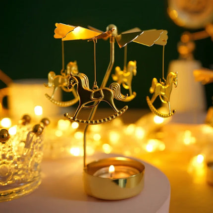 Candle Carousel with Spinning Ornaments for Ambient Light | Elegant Home Décor Accent for Cozy Evenings