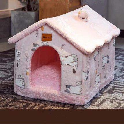 Cozy Foldable Pet House with Self-Warming Fabric | Durable & Portable Winter Bed for Dogs and Cats