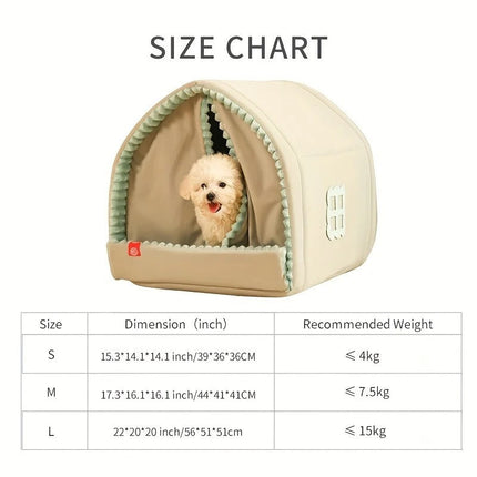 Warm Small Dog House with Double Door Curtain | Cozy Indoor/Outdoor Shelter for Winter Comfort