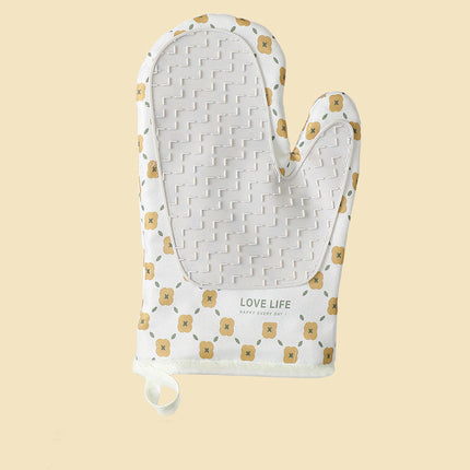 Heat Resistant Cotton Silicone Oven Mitts with Anti-Slip Grip | Safe Cooking for Hot Dishes and Pans