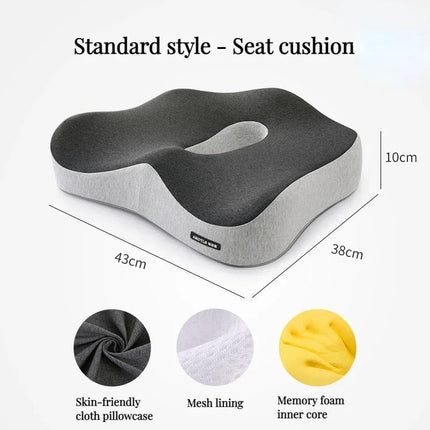 Memory Foam Seat Cushion with Lumbar Support Pillow, Tailbone Pain Cushion