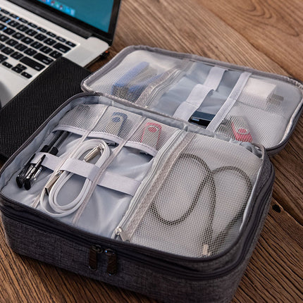 Electronic Organizer Travel Cable Bag with Double Layer Design | Waterproof Storage for Accessories and Gadgets