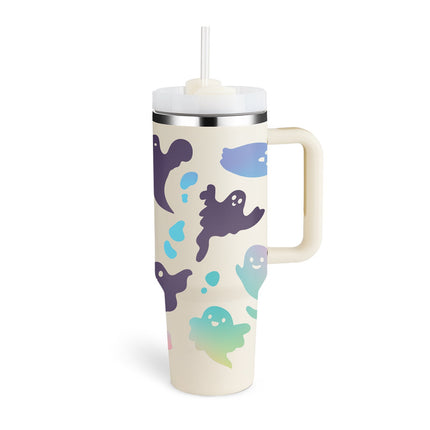 40 Oz Insulated Tumbler with Handle & Straw | Double-Wall Vacuum Insulation for Hot or Cold Beverages
