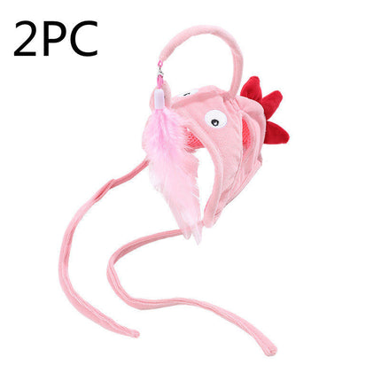 Head-Wearing Cat Toy with Feather Teaser | Adjustable Interactive Hat for Hands-Free Play