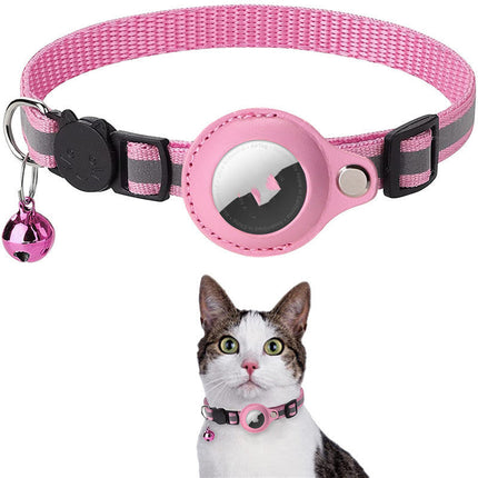 Reflective Cat Collar with AirTag Holder and Bell | Adjustable Nylon Pet Collar for Safety and Style
