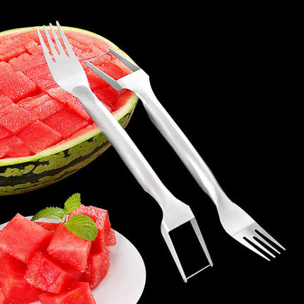 2-in-1 Watermelon Fork Slicer with Stainless Steel Design | Effortless Cubes for Mess-Free Fruit Preparation
