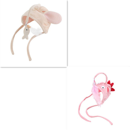 Head-Wearing Cat Toy with Feather Teaser | Adjustable Interactive Hat for Hands-Free Play