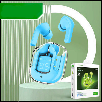 Mini Transparent Wireless Bluetooth Headset with LED Power Display | Noise Reduction for Ultimate Music Freedom