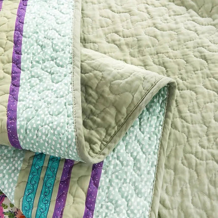 Cotton Quilt Bedding Set, 3 Piece Patchwork Quilt Set with 2 Pillowcases