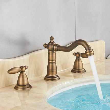 Bathroom Faucets, Brass 3 Hole Bathroom Sink Faucet – image 11