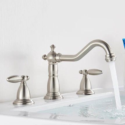 Bathroom Faucets, Brass 3 Hole Bathroom Sink Faucet – image 15
