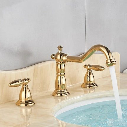 Bathroom Faucets, Brass 3 Hole Bathroom Sink Faucet – image 13