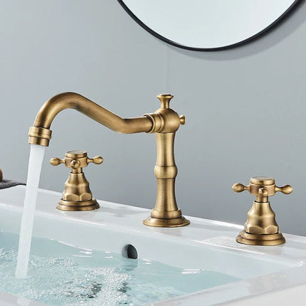Bathroom Faucets, 8 Inch Widespread Bathroom Faucet with Two Handles, Brass 3 Hole Bathroom Sink Faucet