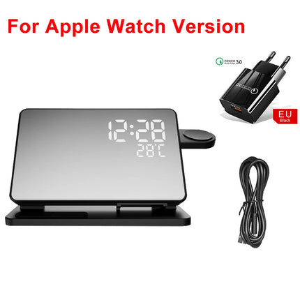 3-in-1 Charging Station for Apple Devices with Alarm Clock | Fast Qi Wireless Charger for iPhone, Apple Watch & AirPods 7