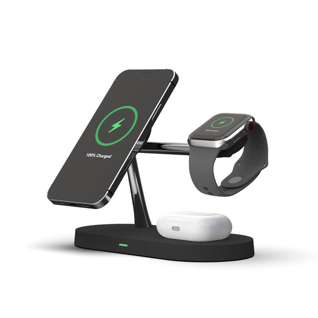 3-in-1 Wireless Charger Station with MagSafe Compatibility | Versatile Charging for Phones, Smartwatches & Earbuds 0