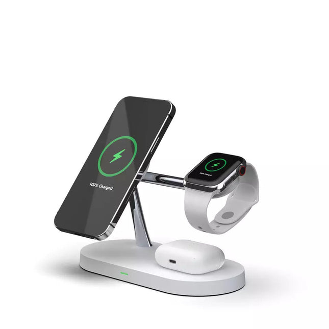 3-in-1 Wireless Charger Station with MagSafe Compatibility | Versatile Charging for Phones, Smartwatches & Earbuds 1