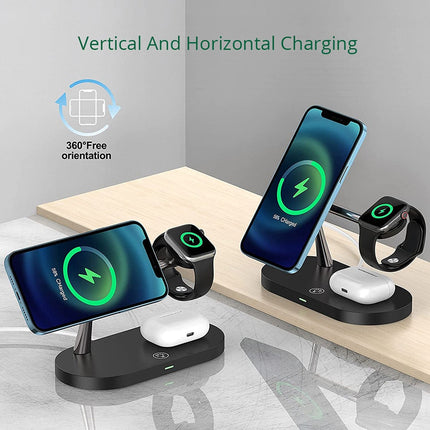 3-in-1 Wireless Charger Station with MagSafe Compatibility | Versatile Charging for Phones, Smartwatches & Earbuds 2