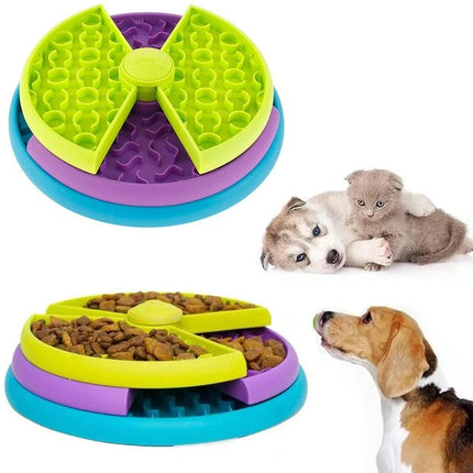 3-Layer Rotating Slow Feeder for Dogs and Cats | Engaging Puzzle Bowl for Healthy Mealtime Fun