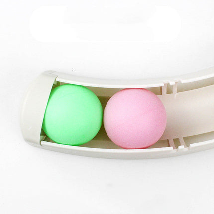 Curved Cat Toy with Track Plate & Colorful Balls | Durable Plastic for Endless Entertainment and Play