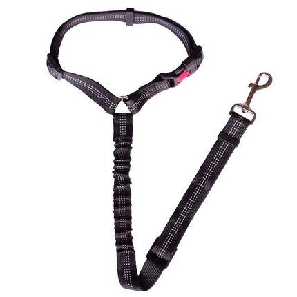Adjustable Pet Car Seat Belt with Elastic Rope & Reflective Lines | Safe Travel for Dogs and Cats