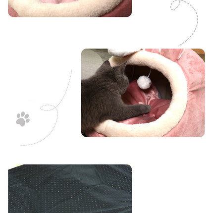 Dog Cat Bed in Pink Rabbit Design with Cozy Cloth Material | All-Season Comfort for Cats and Dogs