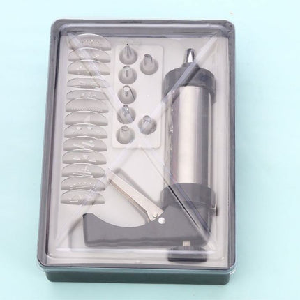 Stainless Steel Cookie Press Machine with 13 Molds & 8 Nozzles | Durable Baking Tool for Cookies and Cake Decorating