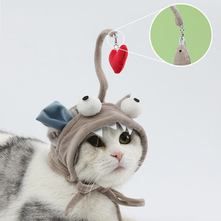 Head-Wearing Cat Toy with Feather Teaser | Adjustable Interactive Hat for Hands-Free Play