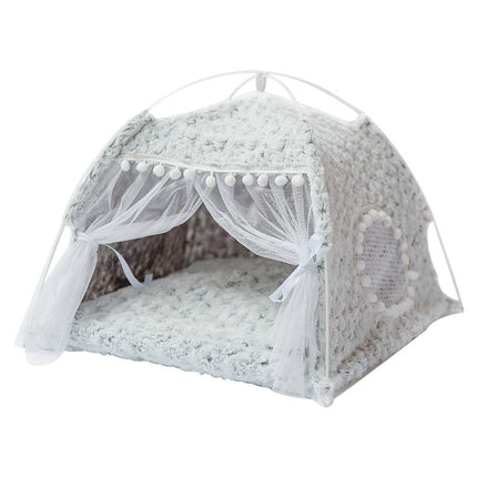 Semi-Enclosed Pet Bed with Breathable Cloth Design | Cozy Retreat for All Seasons and Sizes