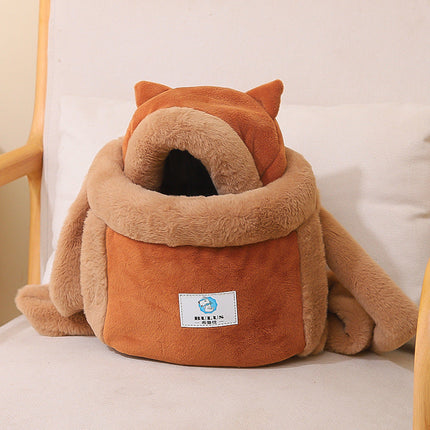 Cute Japanese & Korean Style Cat Bag with Soft Velvet Material | All-in-One Solution for Pet Essentials