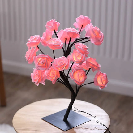 Rose Tree LED Lamp with Adjustable Branches | USB-Powered Decorative Lighting for Indoor and Outdoor Charm