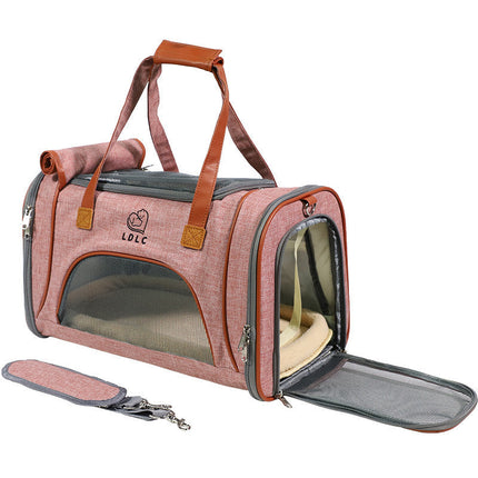 Multi-Color Pet Handbag with Ventilated Mesh Sides | Stylish Carrier for Convenient Outings with Small Pets