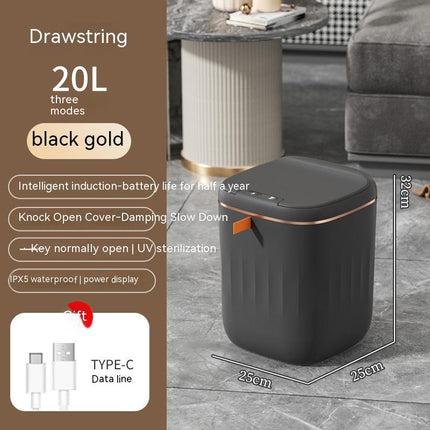 Automatic Smart Trash Can with UV Sterilization & Waterproof Design | Touch-Free Hygiene for Kitchen and Bathroom
