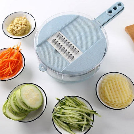 8-in-1 Mandoline Vegetable Slicer with Stainless Steel Blades | Versatile Kitchen Tool for Fast Food Prep