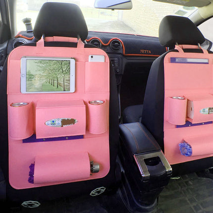 Multi-Pocket Wool Felt Car Backseat Organizer with Adjustable Straps | Durable Storage Solution for Clutter-Free Travel