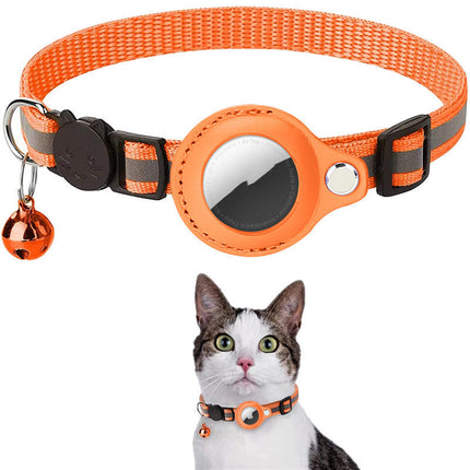 Reflective Cat Collar with AirTag Holder and Bell | Adjustable Nylon Pet Collar for Safety and Style