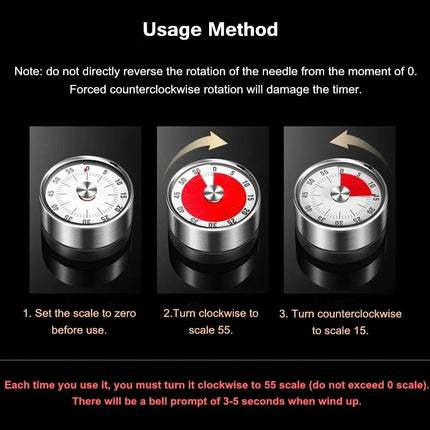 Mechanical Kitchen Timer with Magnetic Back and Bell – image 5
