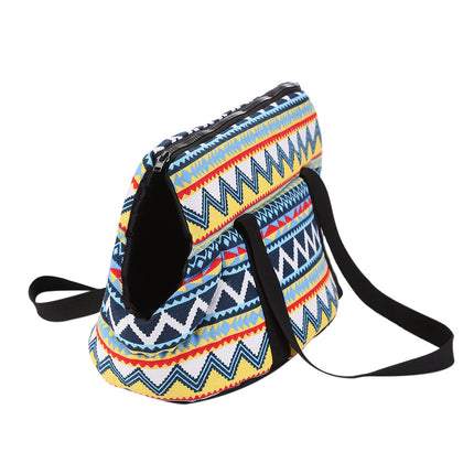 Retro Striped Pet Carrier Bag with Adjustable Strap | Stylish Canvas Travel Bag for Pets