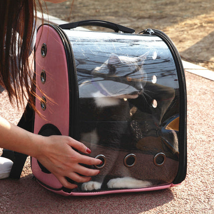 Folding Transparent Pet Backpack with Medium Hardness for Comfort and Anxiety Relief | Lightweight Carrier for Cats and Small Dogs