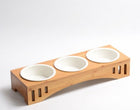 Bamboo Wood Cat Dining Table with Arch Design & High-Quality Bowl | Elegant Feeding Solution for Modern Homes
