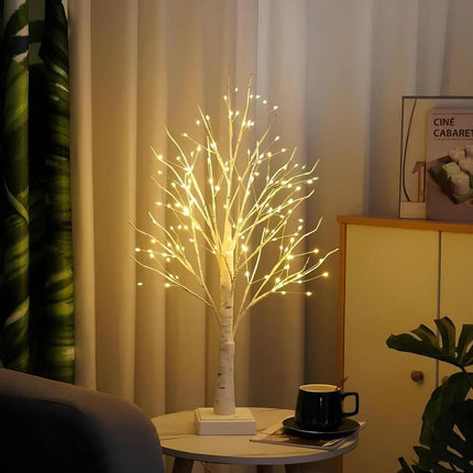 Nordic Birch Tree Light with 144 Warm White LEDs | Cordless Decorative Accent for Cozy Ambiance