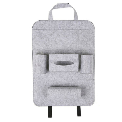 Multi-Pocket Wool Felt Car Backseat Organizer with Adjustable Straps | Durable Storage Solution for Clutter-Free Travel