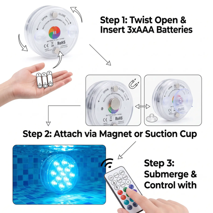 LED Pool Lights with Remote, Battery Operated Lights