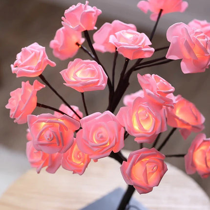 Rose Tree LED Lamp with Adjustable Branches | USB-Powered Decorative Lighting for Indoor and Outdoor Charm